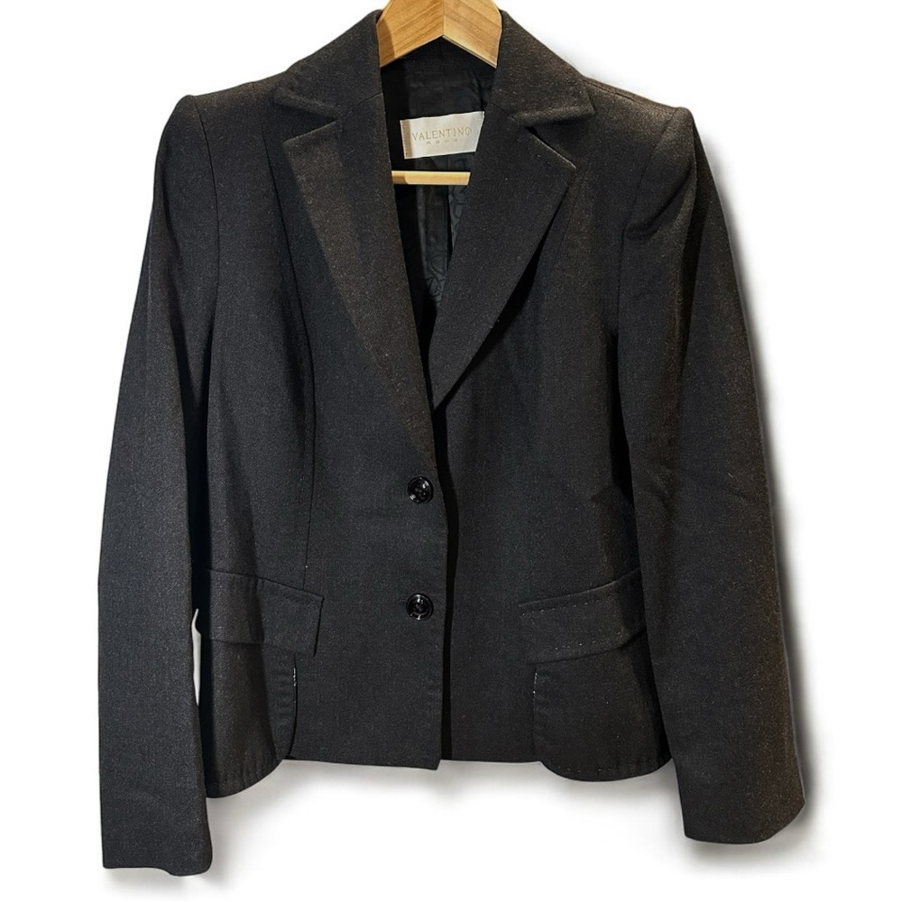 VALENTINO ROMA Wool-Cashmere Blend Dark Gray Blazer